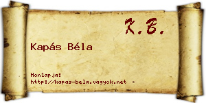 Kapás Béla névjegykártya